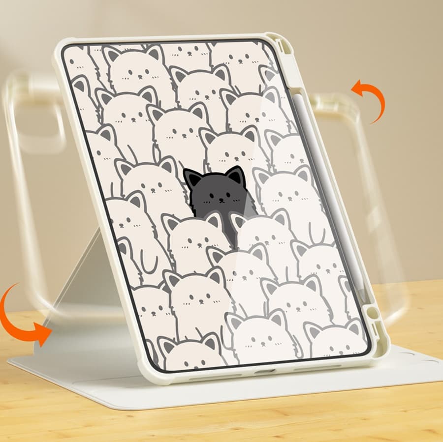 タブレットケース iPad/iPad Air/iPad Pro/mini/ タブレットケース 猫ちゃん集合 回転式保護カバー