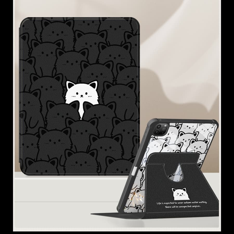 タブレットケース iPad/iPad Air/iPad Pro/mini/ タブレットケース 猫ちゃん集合 回転式保護カバー