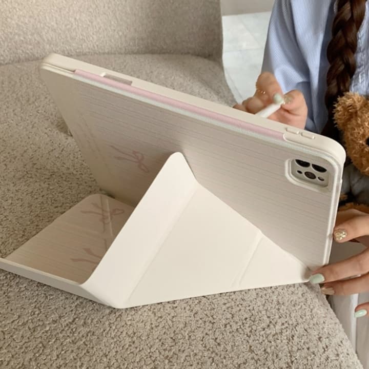 タブレットケース iPad/iPad Air/iPad PRo/miniタブレットケース リボン模様 折り畳み式保護カバー