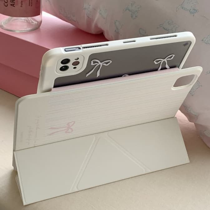 タブレットケース iPad/iPad Air/iPad PRo/miniタブレットケース リボン模様 折り畳み式保護カバー