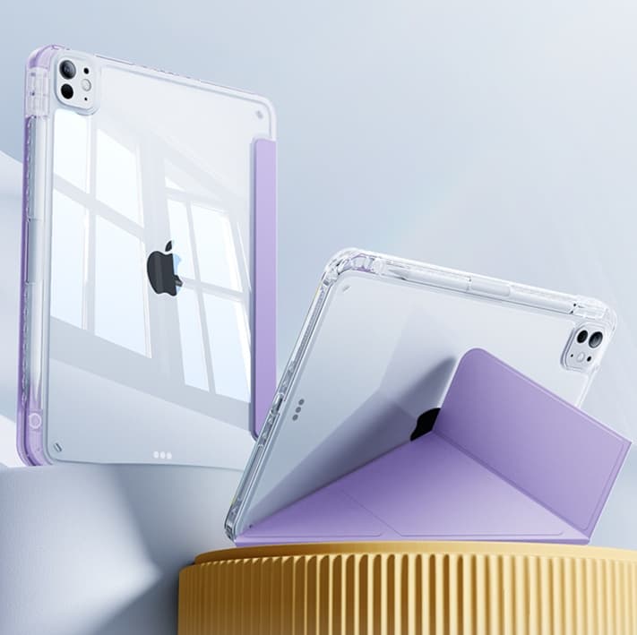 タブレットケース iPad/iPad Air/iPad Pro/mini 三つ折り透明保護ケース 超薄型スタンド機能付き