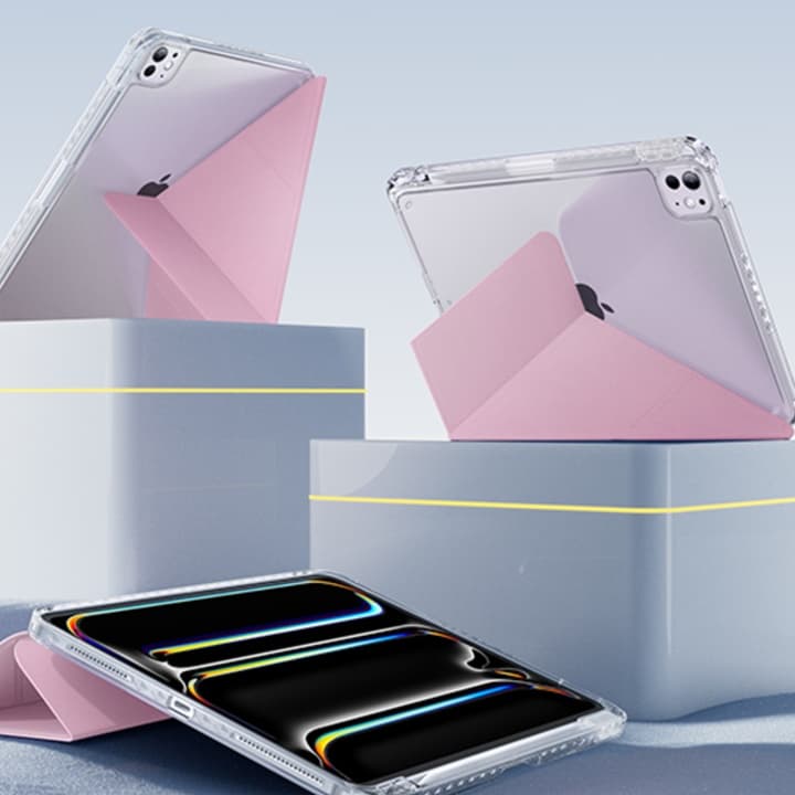 タブレットケース iPad/iPad Air/iPad Pro/mini 三つ折り透明保護ケース 超薄型スタンド機能付き