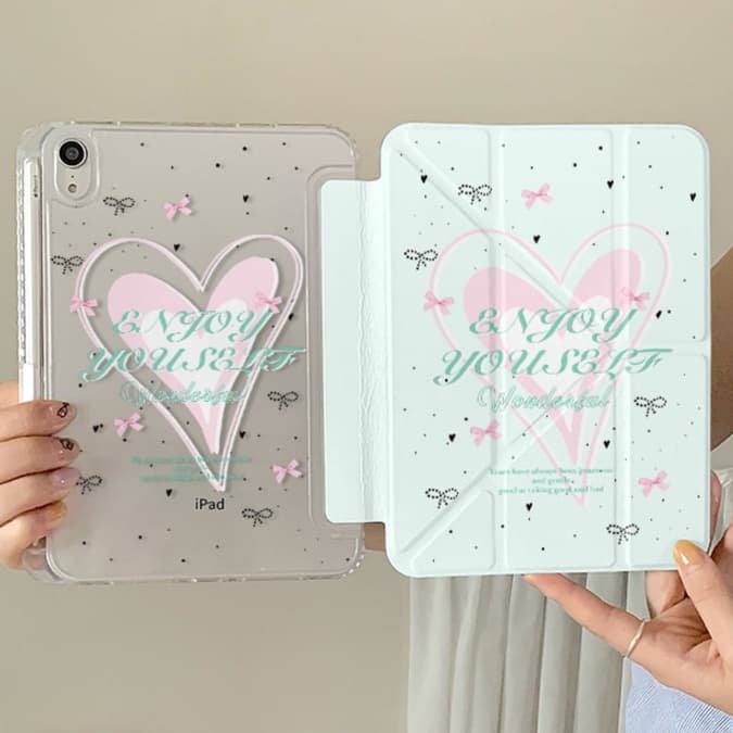 タブレットケース ハート模様 折り畳み式タブレット保護カバー iPad/iPad Air/iPad Pro/mini