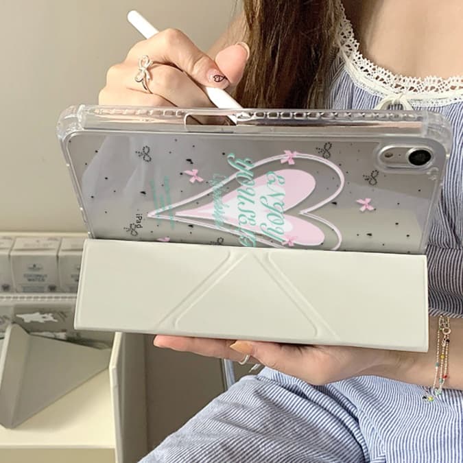 タブレットケース ハート模様 折り畳み式タブレット保護カバー iPad/iPad Air/iPad Pro/mini