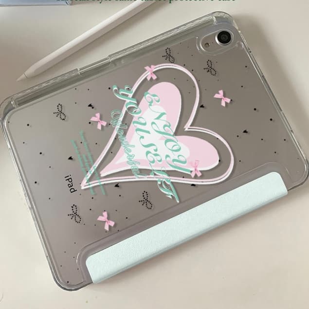 タブレットケース ハート模様 折り畳み式タブレット保護カバー iPad/iPad Air/iPad Pro/mini