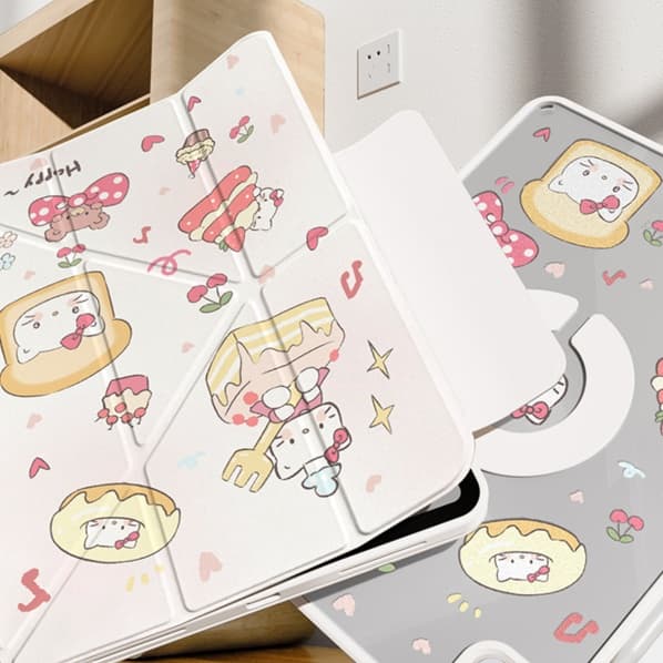 タブレットケース iPad/iPad Air/iPad Pro/mini かわいい猫菓子柄 透明保護タブレットケース