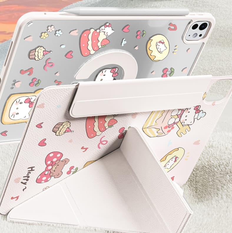 タブレットケース iPad/iPad Air/iPad Pro/mini かわいい猫菓子柄 透明保護タブレットケース