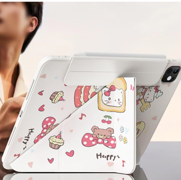タブレットケース iPad/iPad Air/iPad Pro/mini かわいい猫菓子柄 透明保護タブレットケース