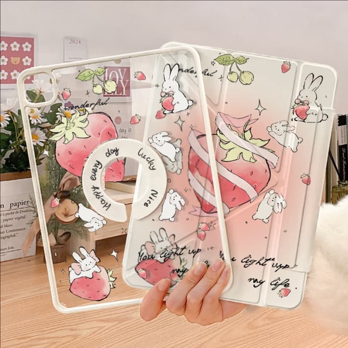 タブレットケース iPad/iPad Air/iPad Pro/mini かわいい猫菓子柄 透明保護タブレットケース
