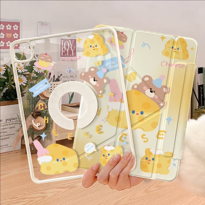 タブレットケース iPad/iPad Air/iPad Pro/mini かわいい猫菓子柄 透明保護タブレットケース