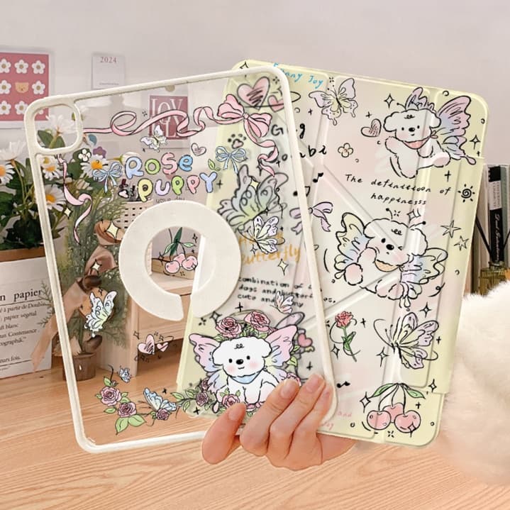 タブレットケース iPad/iPad Air/iPad Pro/mini かわいい猫菓子柄 透明保護タブレットケース