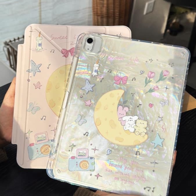 タブレットケース iPad/iPad Air/iPad Pro/mini 月と動物たちの夢見るタブレットカバー