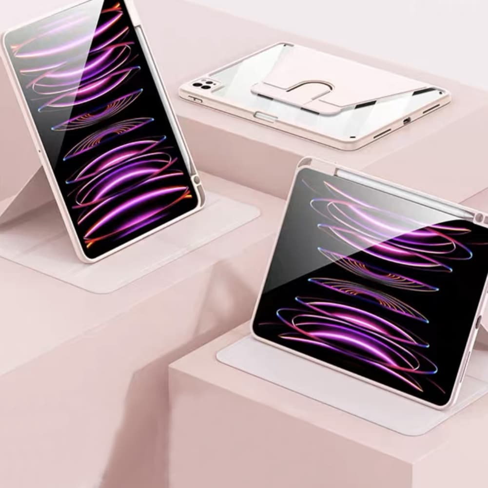 タブレットケース iPad/iPad Air/iPad Pro/mini 多機能ポケット付き透明背面保護ケース