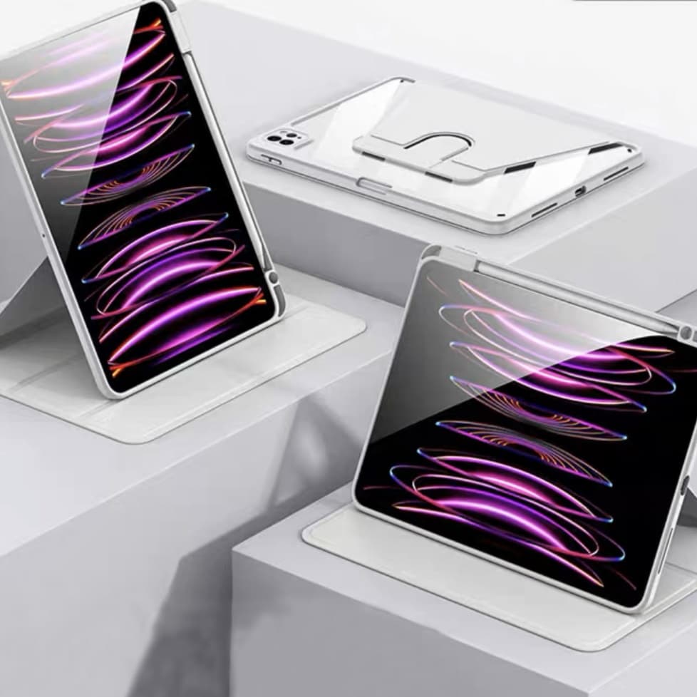 タブレットケース iPad/iPad Air/iPad Pro/mini 多機能ポケット付き透明背面保護ケース