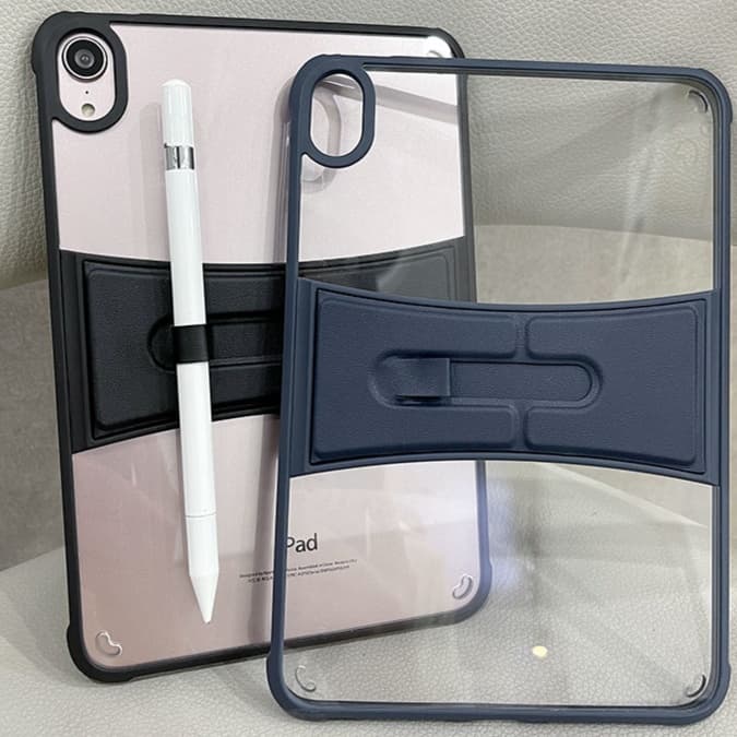 タブレットケース 多機能透明背面 筆ホルダー付き立てかけケース iPad/iPad Air/iPad Pro/mini