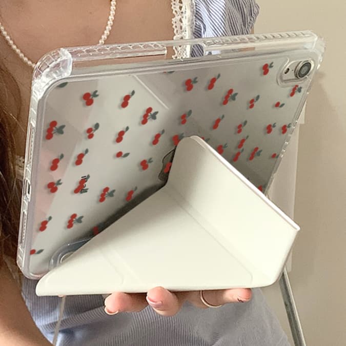 タブレットケース さくらんぼ柄 折りたたみ式保護タブレットケース iPad/iPad Air/iPad Pro/mini