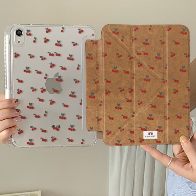 タブレットケース さくらんぼ柄 折りたたみ式保護タブレットケース iPad/iPad Air/iPad Pro/mini