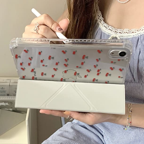 タブレットケース さくらんぼ柄 折りたたみ式保護タブレットケース iPad/iPad Air/iPad Pro/mini