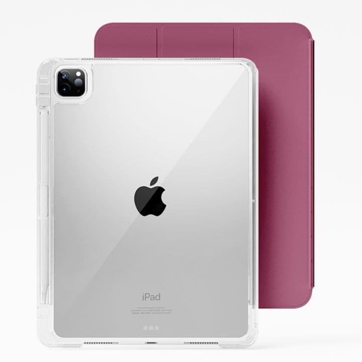 タブレットケース 透明背面板 三つ折り式保護カバー iPad/iPad Air/iPad Pro/mini