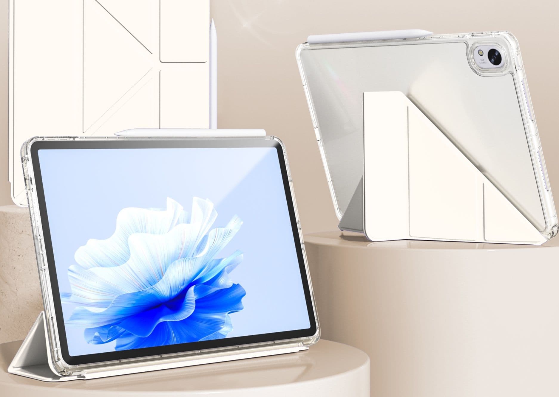 タブレットケース Hauwai/MatePad/Y字折透明保護ケース（取り外し可能）