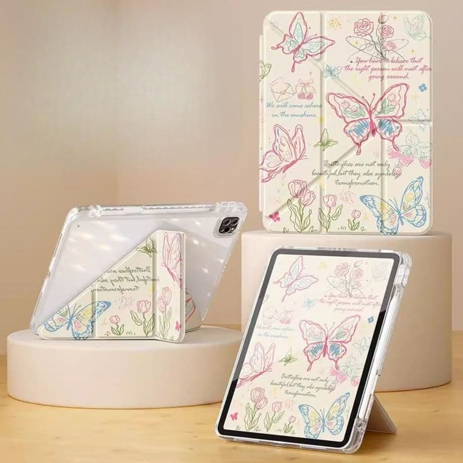 タブレットケース iPad/iPad Air/iPad Pro/mini 蝶と花の優美な折りたたみ保護カバー