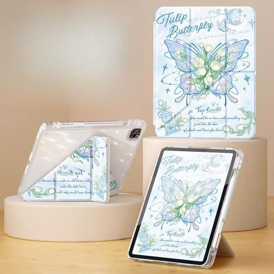 タブレットケース iPad/iPad Air/iPad Pro/mini 蝶と花の優美な折りたたみ保護カバー