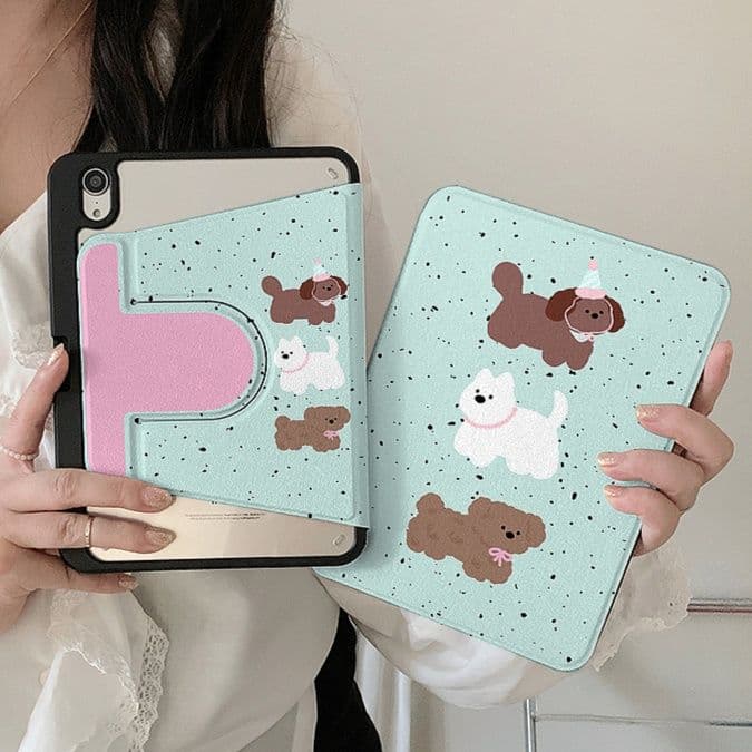 タブレットケース iPad/iPad Air/iPad Pro/mini かわいい動物イラスト折りたたみ保護カバー
