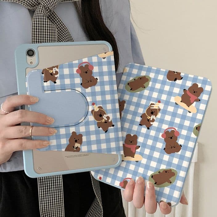 タブレットケース iPad/iPad Air/iPad Pro/mini かわいい動物イラスト折りたたみ保護カバー