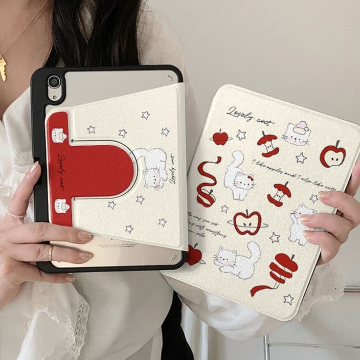 タブレットケース iPad/iPad Air/iPad Pro/mini かわいい動物イラスト折りたたみ保護カバー