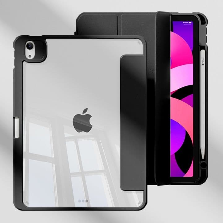 タブレットケース iPad/iPad Air/iPad Pro/mini 透明磁気分離式 ペンケース付き保護カバー
