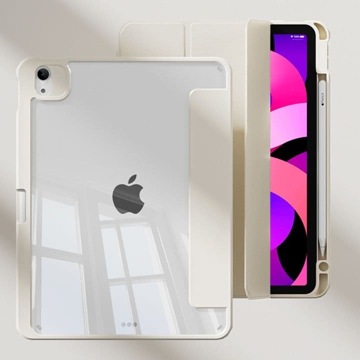 タブレットケース iPad/iPad Air/iPad PRo/miniタブレットケース 磁気吸着式透明背面保護タブレットケース