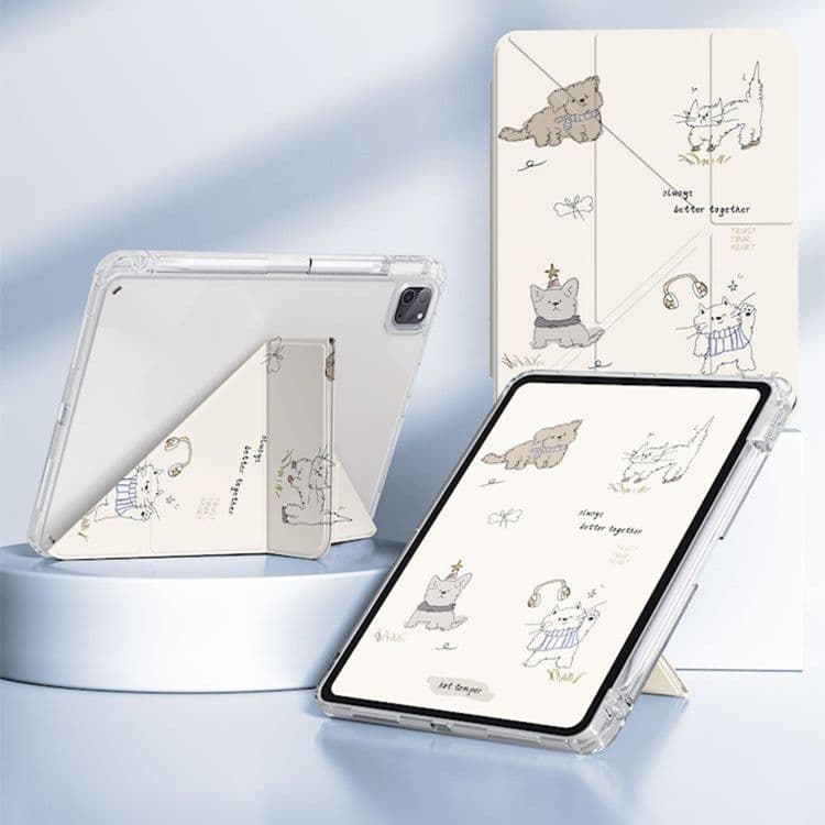 タブレットケース iPad/iPad Air/iPad Pro/mini ねこ仲間イラスト折りたたみケース