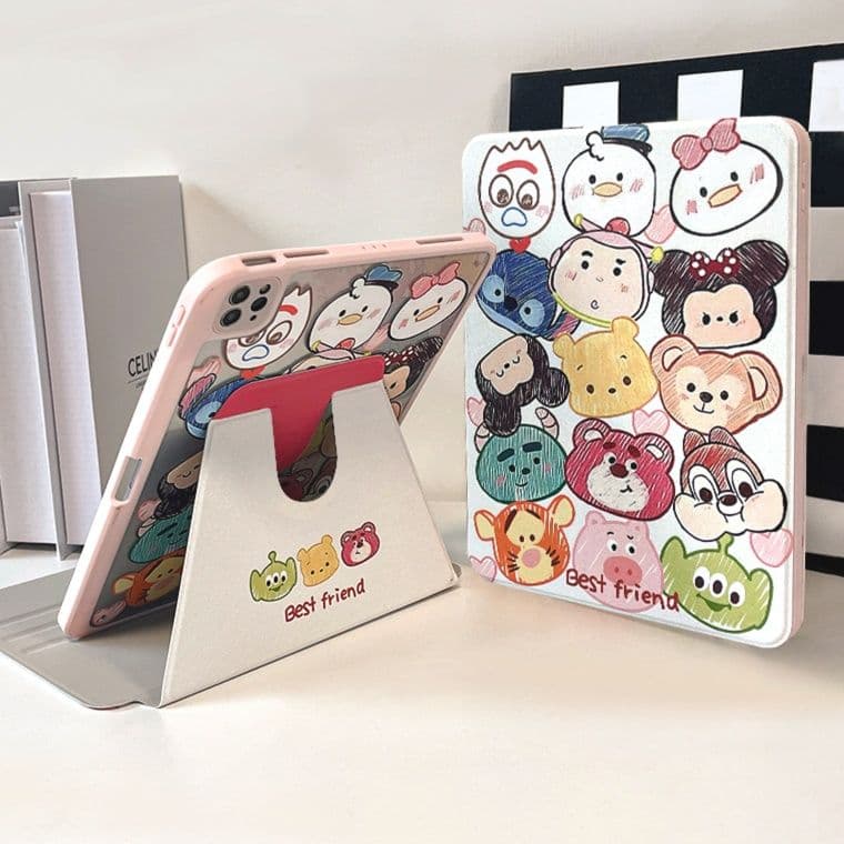 タブレットケース iPad/iPad Air/iPad Pro/mini うさぎと花柄のスタンド機能付き保護カバー