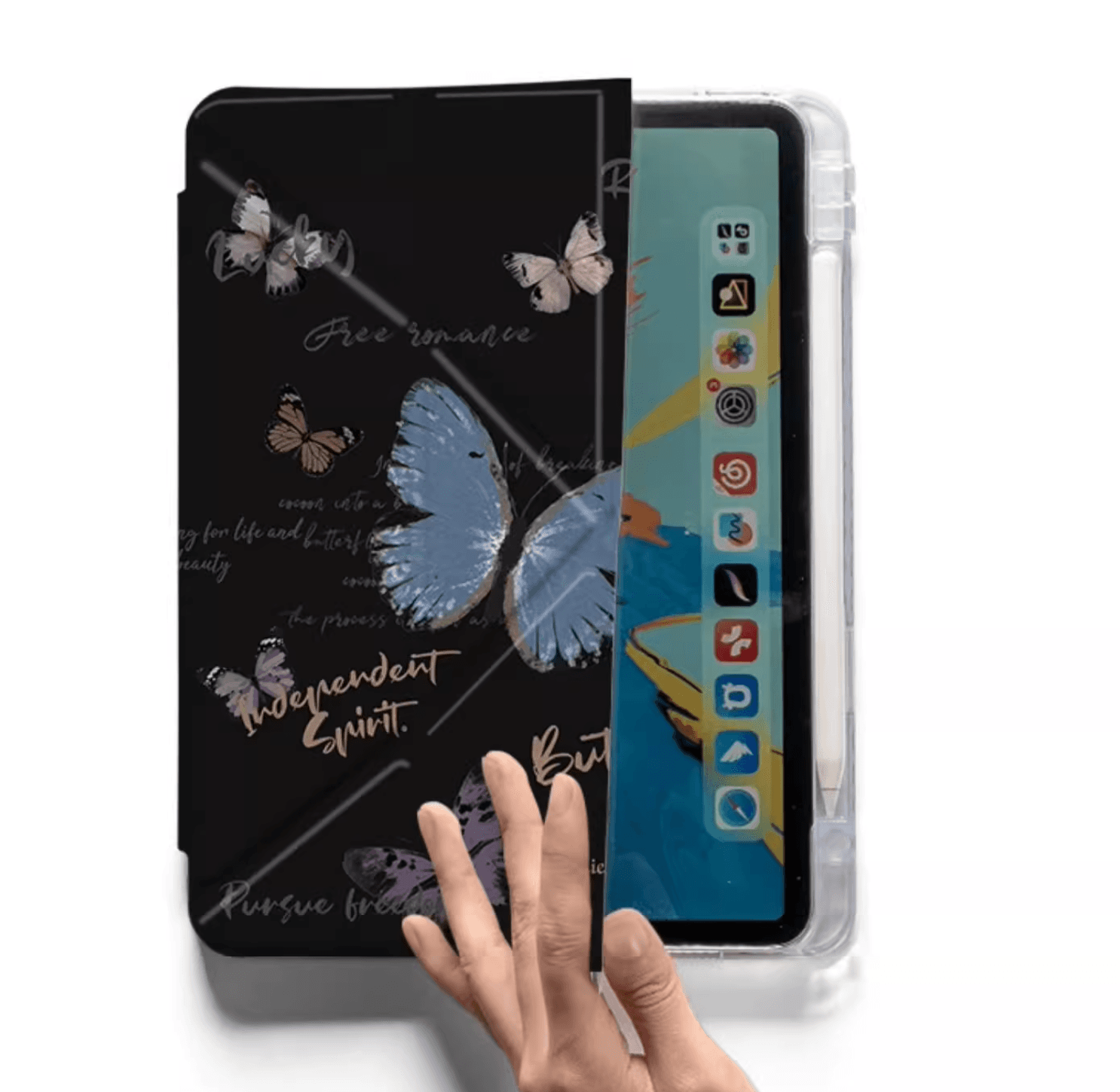 タブレットケース 蝶々舞う透明感あるタブレットケース iPad/iPad Air/iPad Pro/mini