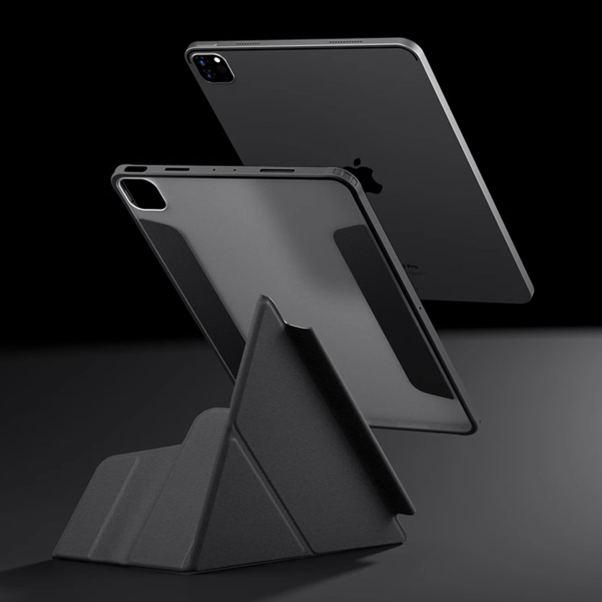 タブレットケース 磁力スタンド半透明保護カバー iPad/iPad Air/iPad Pro