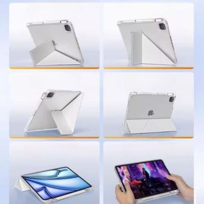 タブレットケース iPad/iPad Air/iPad Pro/mini 透明折りたたみスタンド機能付き保護カバー