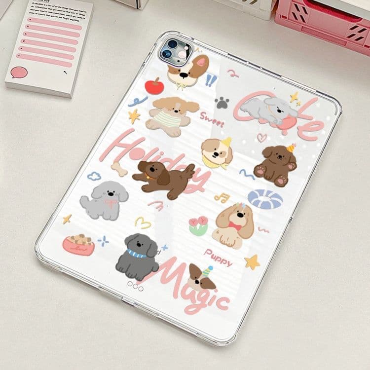 タブレットケース かわいい子犬イラスト透明保護カバー iPad/iPad Air/iPad Pro/mini