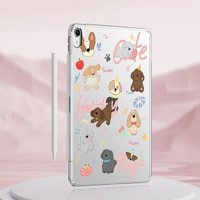 タブレットケース かわいい子犬イラスト透明保護カバー iPad/iPad Air/iPad Pro/mini