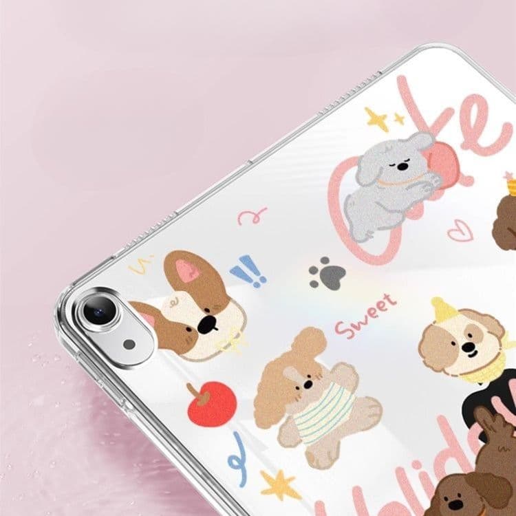 タブレットケース かわいい子犬イラスト透明保護カバー iPad/iPad Air/iPad Pro/mini