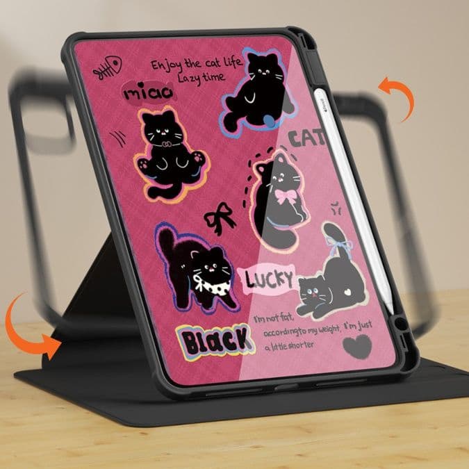 タブレットケース 猫のメロディー回転式保護カバー iPad/iPad Air/iPad Pro/mini
