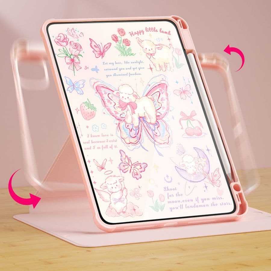 タブレットケース 蝶々デザイン 回転スタンド機能付き保護カバー iPad/iPad Air/iPad Pro/mini