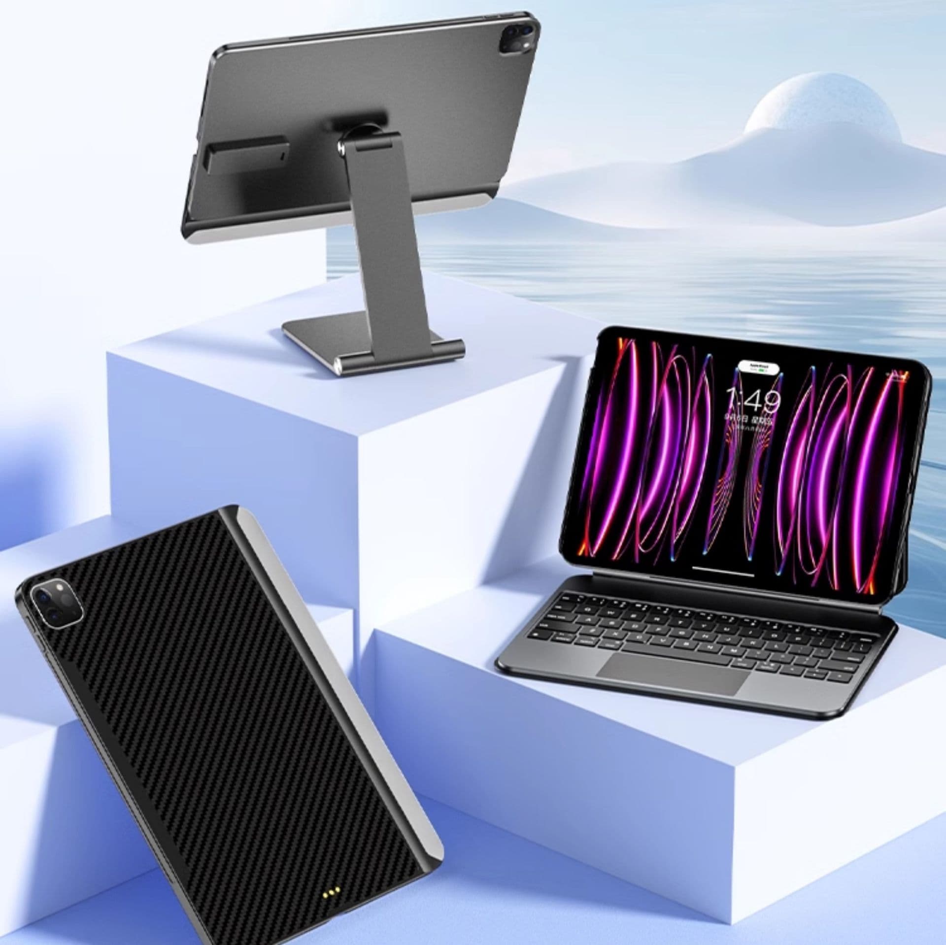 タブレットケース ＜キーボード付き＞マグネット式タブレットカバー iPad/iPad Air/iPad Pro/mini