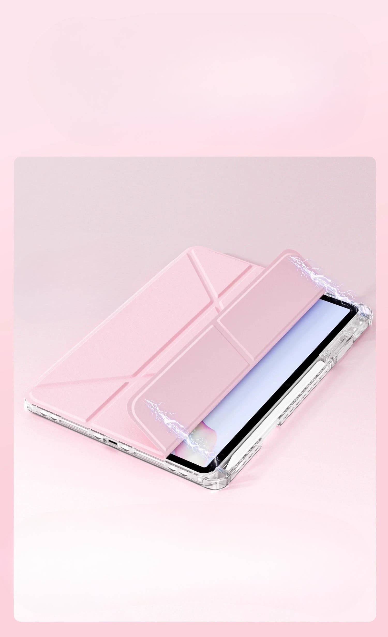 タブレットケース 透明背面クリア折り畳みスタンド式保護カバー iPad/iPad Air/iPad Pro/mini