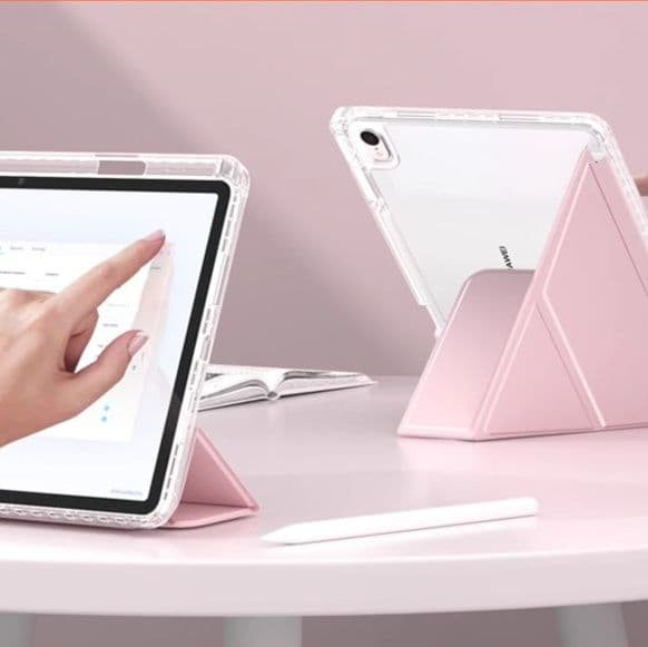 タブレットケース 透明背面クリア折り畳みスタンド式保護カバー iPad/iPad Air/iPad Pro/mini