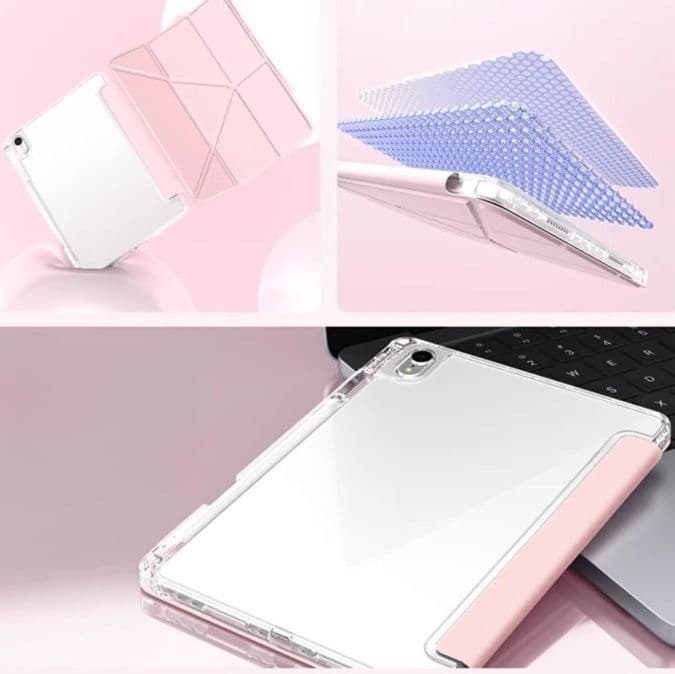 タブレットケース 透明背面クリア折り畳みスタンド式保護カバー iPad/iPad Air/iPad Pro/mini