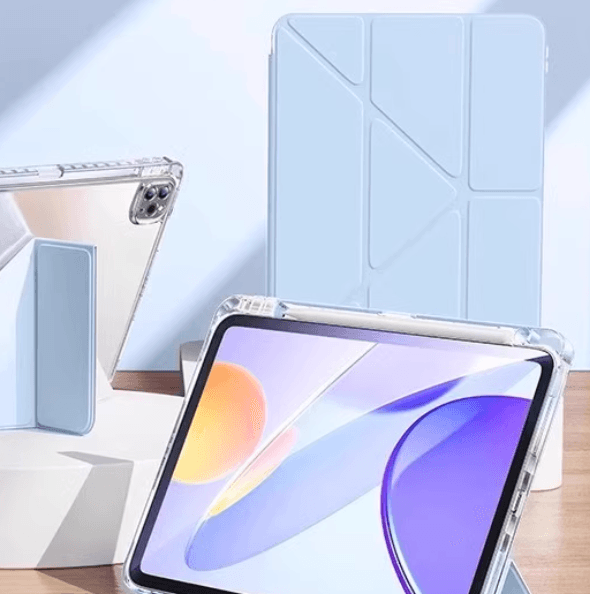 タブレットケース 透明背面クリア折り畳みスタンド式保護カバー iPad/iPad Air/iPad Pro/mini