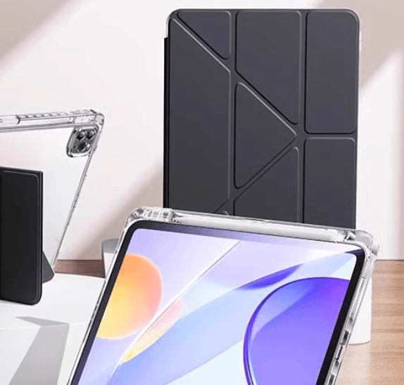 タブレットケース 透明背面クリア折り畳みスタンド式保護カバー iPad/iPad Air/iPad Pro/mini