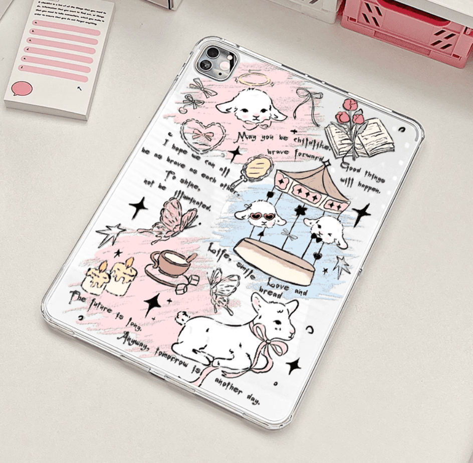 タブレットケース かわいい子犬イラスト透明保護カバー iPad/iPad Air/iPad Pro/mini
