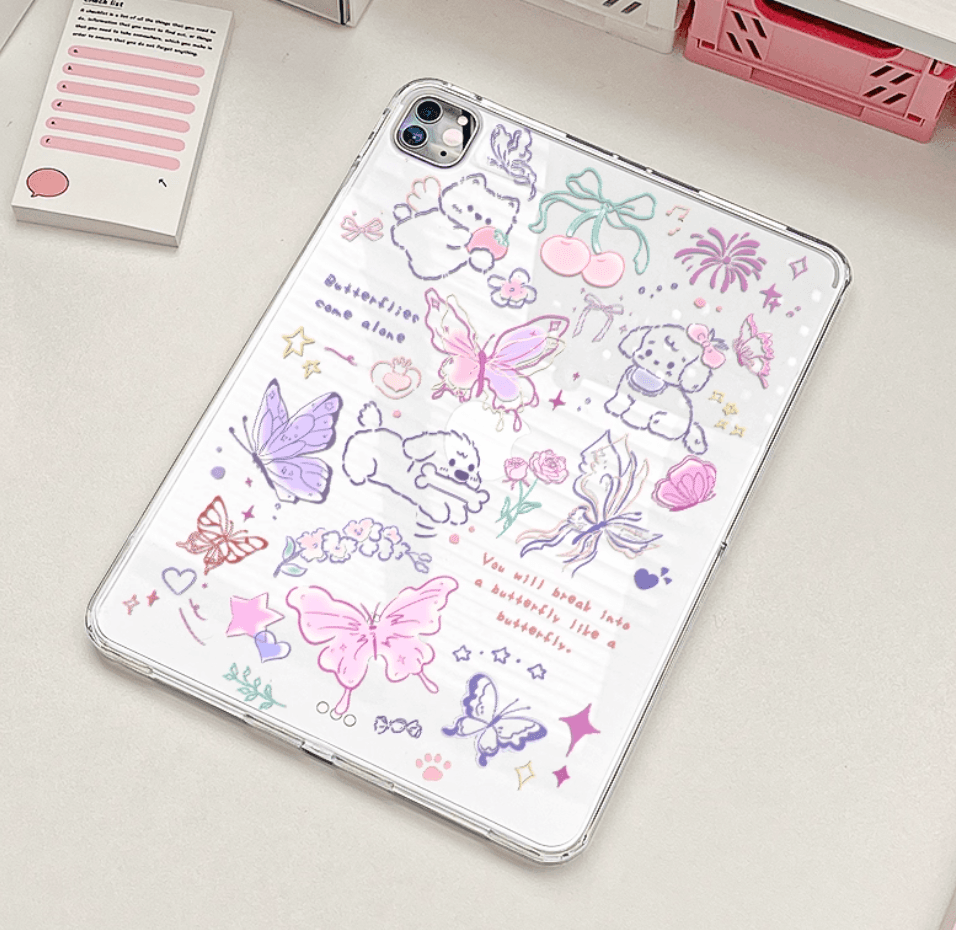 タブレットケース かわいい子犬イラスト透明保護カバー iPad/iPad Air/iPad Pro/mini