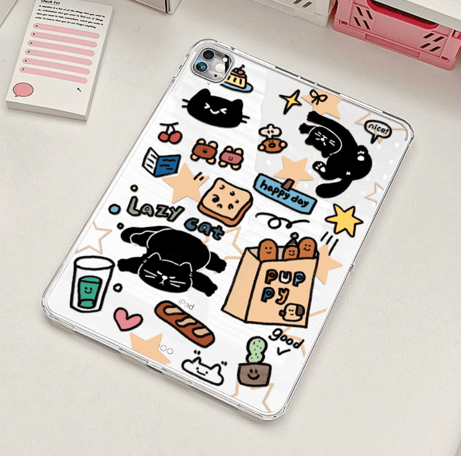 タブレットケース かわいい子犬イラスト透明保護カバー iPad/iPad Air/iPad Pro/mini